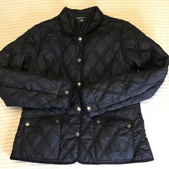 Eddie Bauer black size medium quilted jacket. Equestrian flare. - Picture 1 of 11